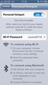 iPhone 5 personal hotspot on and off